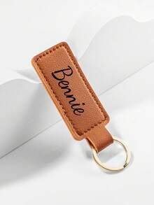 1pc Custom Keychain PU Leather Keychain Fashionable And Simple Square Leather Buckle Can Print Logo Leather Pendant Men's And Women's Keychains