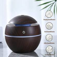 1pc Wooden Cool Mist Humidifier & Aroma Diffuser With Color Mood Lamp, Suitable For Home, Office, Car, Nursery. This Aroma Diffuser Also Features Color-Changing Light Function, Making It An Ideal Choice For Bedroom Decor. - Multicolor - View 5