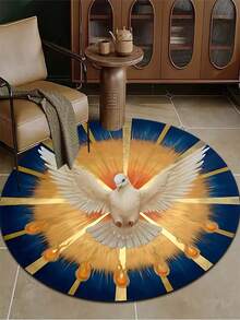 1 Peça Tapete Redondo com Padrão do Espírito Santo, Tapete de Piso de Fibra de Poliéster Lavável, Adequado para Sala de Estar, Quarto, Cozinha, Sala de Jantar, Dormitório, Tapete Grande, Tapete para Área Externa