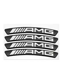 4Pcs Car Styling Wheel Rim Aluminum Logo Sticker Wheel Hub Decals For Mercedes Benz AMG A B C E G CLA C63 C63S E53 GT SLK W176 - one-size - View 9