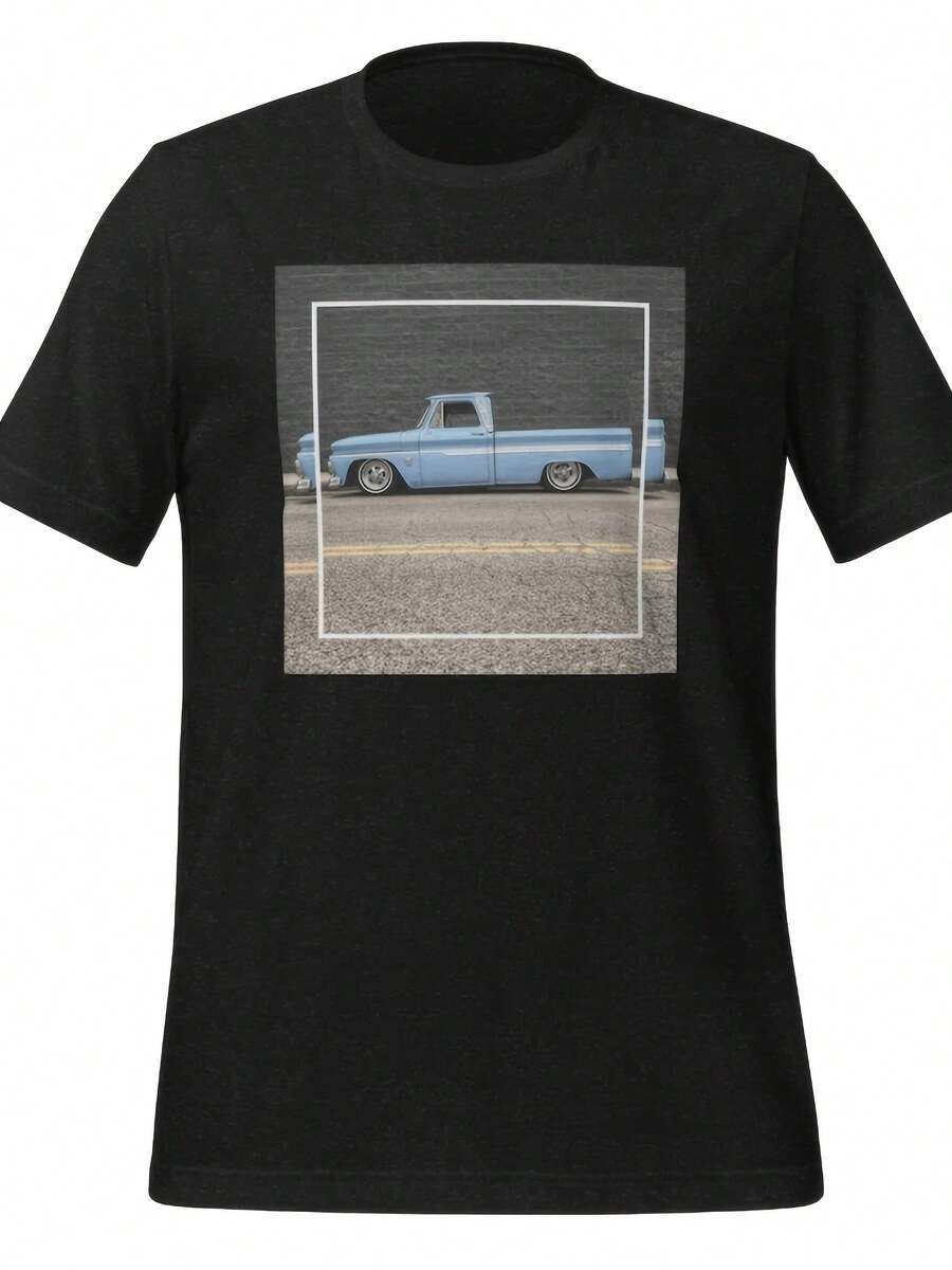 1965 Chevy C10 T-Shirt – Classic Slammed C10 Pickup Graphic Tee In Baby Blue - Style 19 - View 1