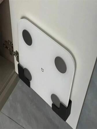 2pcs Wall Mounted Scale Storage Rack Bracket - Non Marking Adhesive Installation, Durable Plastic Space Saving Shelf, Suitable For Bathrooms And Family Gyms, Fashionable Design, Solid Structure, With Storage Box, Resistant To Damp Environment In The Bathroom, Mildew, Aging And Deformation, Bearing Up To 5kg