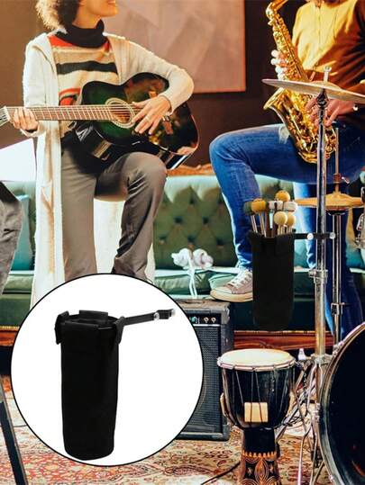 1 Estojo para Baquetas em Tecido Oxford Resistente a Rasgos, Suporte para Baquetas, Balde para Armazenamento de Bateria, Acessório Profissional de Percussão, Bolsa Porta-Baquetas para Treinamento em Festivais de Música e Atividades ao Ar Livre