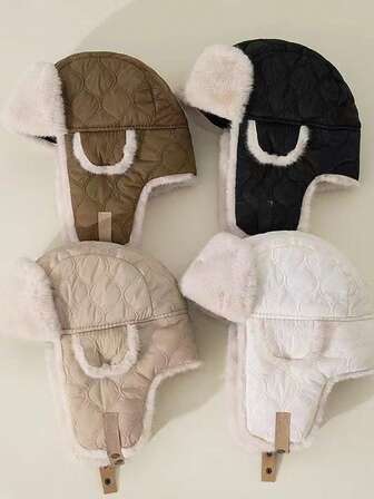 Soft Thick Women's Earflap Hat, Warm Windproof Cycling Cap, Fashion Versatile, Autumn/Winter