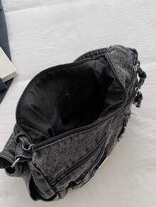New Casual Chic Soft Jeans Multi-Layer Crossbody Bag With Multiple Pockets, Versatile Commuter Large Capacity Women's Shoulder Bag, Suitable For Work Commuting, Shopping And Traveling. - 黑色 - 查看 8