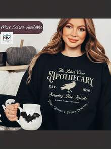 Black Crow Apothecary Sweatshirt For Halloween, Salem Massachusetts Sweater, Witchy Halloween Shirt, Spooky Season Vintage Style Crewneck