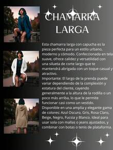 Sudadera afelpada tipo hoodie con capucha para mujer, clásica y casual. Diseño largo. Tela de poliéster y elastano, apta para temporadas de otoño e invierno. Ajuste holgado con cierre de cremallera. Manga larga, bolsillos tipo canguro. Interior afelpado, cálido, suave y muy cómodo. - Azul - Ver 4