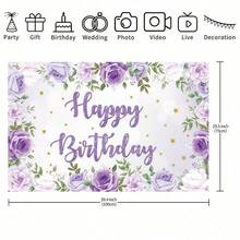 Purple Rose Pattern Birthday Party Banner Backdrop, Suitable For Home Decor, Birthday Party Decoration, Cake Table Decor, Ladies Party Background, Home Garden And Living Room Decor, Indoor And Outdoor Use - Multicolor - View 7