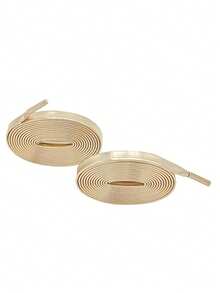 2 piezas de nuevos cordones planos y dorados, impermeables, adecuados para zapatillas, zapatos deportivos, zapatos y zapatos de lona - Dorado - Ver 7