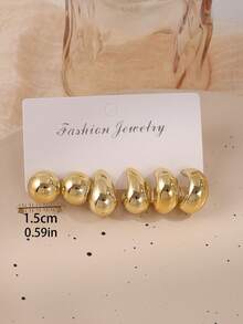 Set elegant de 12 cercei rotunzi în formă de C - Modele plisate și lucioase, perfecte pentru ținute casual și petreceri