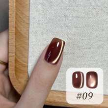 10ML/piezas Esmalte de uñas de gel con efecto de ojos de gato, con ramas reales y hojas de jade, en colores otoñales e invernales, con destellos y puntas francesas negras, ideal para decoración de uñas en Navidad, Halloween y otros diseños en rojo, rosa - Multicolor - Ver 17