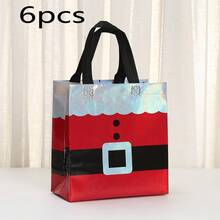 6/10/20 buc pungi cadou de Crăciun cu design Moș Crăciun, mărime medie, poliester reutilizabil, pungi pentru cadouri festive, decor de sărbători pentru casă și bucătărie, pungi cadou de Crăciun