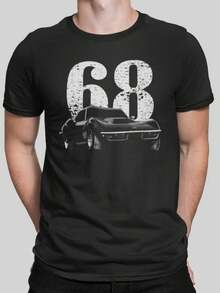 1968 Corvette Front Tee Quarter View With Year Classic Car T Shirt - Style 22 - View 1