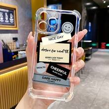 Nueva funda de gel suave transparente anticaídas de cuatro esquinas con texto artístico impreso, ideal para Halloween. Compatible con las series 11, 12, 13, 14, 15, 16 Pro y las series A05, A15, A25, A35, A55, S23, S24 Ultra, 17 y 17 Pro. 17 Pro, 76 Pro. Fashio - Colores mixtos 1 - Ver 11