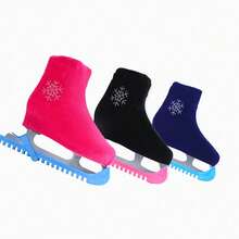 1 Pair Velvet Ice Skate Covers, Skating Shoe Covers, Ice Skate Protectors With Rhinestone Detail - Soft, Absorbent, Dustproof Protective Shoe Covers For Comfort And Protection - Universal Fit - Pink - View 2