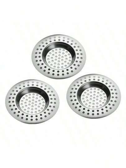 3件套不锈钢厨房水槽滤网盖，标准排水口保护罩，可收集毛发和食物残渣，适用于浴室、厨房、淋浴房，家居浴室装饰，秋季装饰，返校季厨房用品，厨房配件，厨房工具