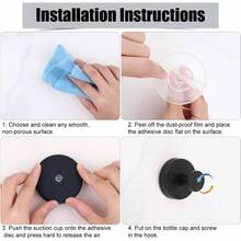 4pcs Suction Cup Hooks, Premium Stainless Steel Suction Cup Hooks Suction Cup Bathroom Towel Coat Holder Hanging Shower Kitchen Glass Door Mirror Smooth SurfaceBlack - 黑色 - 查看 5