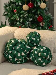 1 buc. Pernă decorativă tricotată manual, pernă decorativă cu tematică de Crăciun, moale și confortabilă, potrivită pentru canapeaua din sufragerie, tăblia de pat din dormitor, cadou, pentru toate anotimpurile, verde