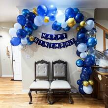 Bộ 30/60 quả bóng bay, kích thước 25.4cm, màu xanh lam cổ điển, trắng cát, vàng kim loại, lấp lánh kèm ruy băng, thích hợp cho tiệc sinh nhật, đám cưới, tiệc theo chủ đề, tiệc mừng em bé, tiệc tiết lộ giới tính, tiệc cocktail, lễ rước lễ, lễ đính hôn, kỷ niệm, ngày lễ, dạ hội - Tạo phông nền chụp ảnh, cổng vòm và trang trí tường mộng mơ. - Vàng xanh - Xem 7