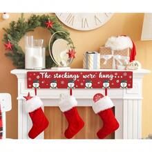 Stocking Holder Mantle Stocking Hangers Mantel Fireplace Wall Hanging Sign With 6 Hangers Collapsible And Stockings Were Hung Stocking Hooks Xmas Decor 28.4 Inch