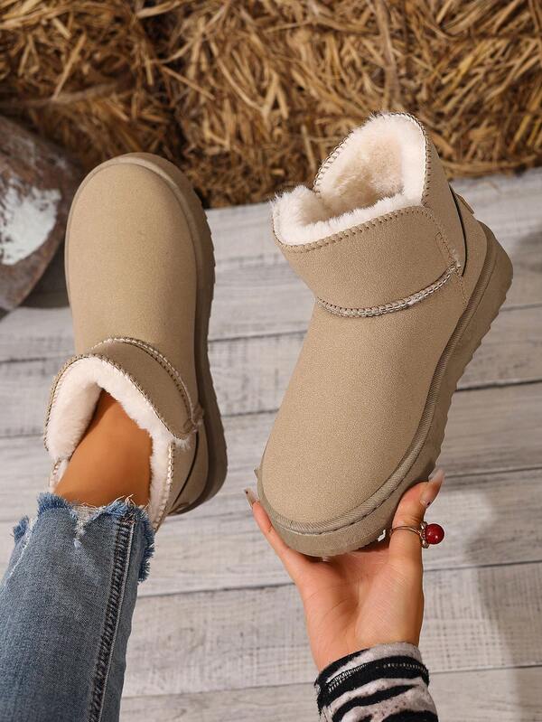 Women's Solid Color Letter Elegant Preppy Party Casual Retro Commute Outdoor Gothic Western Style Fringe Lining Cross Strap Letter Geometric Plus Size Indoor Warm Increase Height Non- Thick Bottom -On Shoes Platform Shoes Beach Holiday Party Office Home Outdoor Winter Durable Short Boots Simple Versatile Walking Shoes Snow Boots Khaki