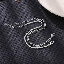 2 Pieces Minimalist Fashionable Chain Bracelet, 18K Gold Plated And 925 Silver Plated - 銀色 - 查看 4