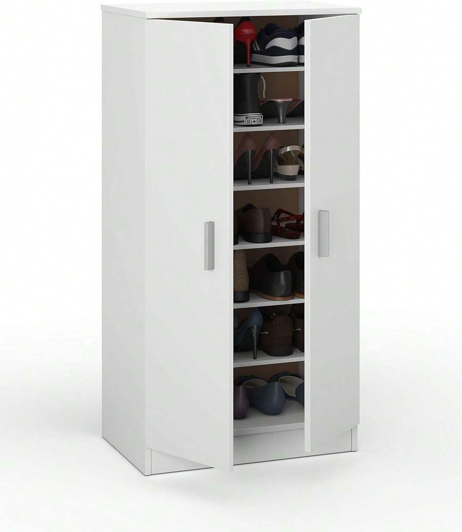 2026-NEW:- , Space-Saving Shoe Rack, Entrance Shoe Rack, 5-Shelf Multi-Purpose Cabinet, 55x36h108, Rovere - Trắng - Xem 1