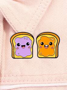 2Pcs Cute Cartoon Bread Enamel Pins Food Brooches Badge Lapel Pin For Backpack Clothes Accessories Fashion Jewelry Birthday Gifts