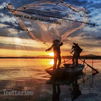 Teettartee Rede de Pesca Circular com Aro de Pneu, Fácil de Arremessar e Não Fácil de Deformar, Adequada para Pesca em Água Salgada e Água Doce