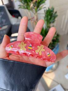 1pc Christmas New Acetate Santa Claus Hair Clip, Sweet & Cute Atmosphere Hair Claw, Creative High-End Retro Leaf Hair Clip For Women Elegant Hair Accessories Elegant Claw Clip Winter Hair Clutch