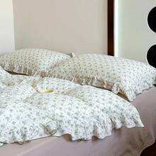 Muslin Duvet Cover With Ruffled Edges, 1 Piece Cotton Comforter Cover 47X59'', Pattern 2-Layer Gauze Bedding, No Quilt Or Pillowcases, Bedroom Essential - 光榮,驕傲 - 查看 3
