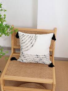 1 buc/2 buc față de pernă cu dungi gri și albe, material textil din pluș în stil nordic cu ciucuri, față de pernă decorativă pentru dormitor, living, exterior, potrivită pentru toate anotimpurile, 30 * 50 cm, 45 * 45 cm