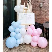 Pink And Blue Balloons 50pcs 12 Inch Pink White Blue Balloons With 65ft Ribbon For Gender Reveal Baby Shower Birthday Bridal Shower Wedding Party Decorations Supplies Perfect For Celebrating Milestone Events With Vibrant Colorful Balloon Arrangements And Elegant Ribbon Accents