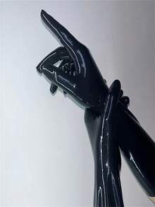 Accessori sexy per lingerie, guanti neri fatti a mano, in materiale non tessile elastico, di lunghezza media, di colore unito, ideali per cosplay e accessori per adulti, lavare a mano, guanti da cosplay | Lattice elastico | Guanti realizzati artificialmente