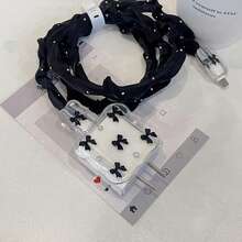 3D 银蝴蝶结和黑蝴蝶结珠保护壳，兼容苹果数据线，兼容 18-20W 充电器，防破损、防刮 - 無色 - 查看 13