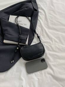 Mini Lychee Texture Crossbody Bag For Women, New Stylish Compact Daily Versatile Shoulder Bag - Black - View 8