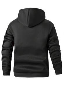 1pc Plus Size Men's Floral Letter Print Hoodie Sweatshirt, Suitable For Casual Everyday Wear, Autumn/Winter