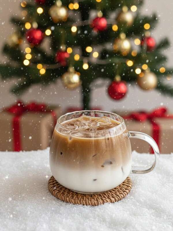 1 pieza Taza de café de vidrio transparente de 450ml, vaso de bebida resistente al calor con asa, taza de desayuno creativa, vaso estético para bebidas, taza multifuncional para jugo, té, uso en oficina y hogar, decoración navideña, regalo festivo, de vidrio borosilicato de alta calidad.