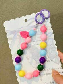 1pc Colorful Dopamine Beaded Keychain/Bag Charm, Multi-Functional DIY Decoration