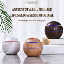 1pc Wooden Cool Mist Humidifier & Aroma Diffuser With Color Mood Lamp, Suitable For Home, Office, Car, Nursery. This Aroma Diffuser Also Features Color-Changing Light Function, Making It An Ideal Choice For Bedroom Decor. - Multicolor - View 4