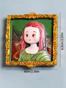 1 pieza Figura de niña con estilo de pintura linda de Van Gogh, imán de nevera de resina, pegatina magnética para decoración del hogar