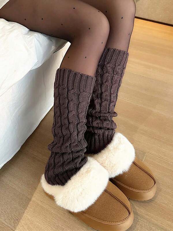 1 par de polainas de malha femininas, quentes e modernas, versáteis para botas, estudantes, dançarinas, uso diário, decorativas