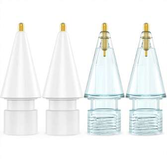 4 pezzi Punte di ricambio per penna, adatte per penne a punta fine di 2a e 1a generazione, resistenti all'usura e controllo preciso (1,95 mm, bianco + blu)