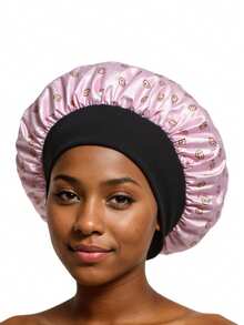 1 pieza Gorro de ducha de doble capa a la moda y resistente al agua, con estampado, adecuado para uso diario de mujeres