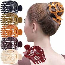 RC ROCHE 6 Pcs Hair Bun Maker Clip For Women Updo Holder Ballet French Claws Bird Nest Pieces Tools Accessories Plastic Shell Round Dome, Large Brownhalloween - (大)經典 - 查看 1