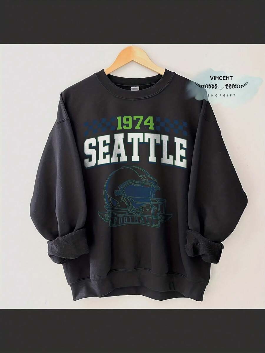 Retro 90s Style Seattle Football Sweatshirt, Game Day Shirt, Seattle Team Football Shirt, Sunday Seattle, Seattle Football