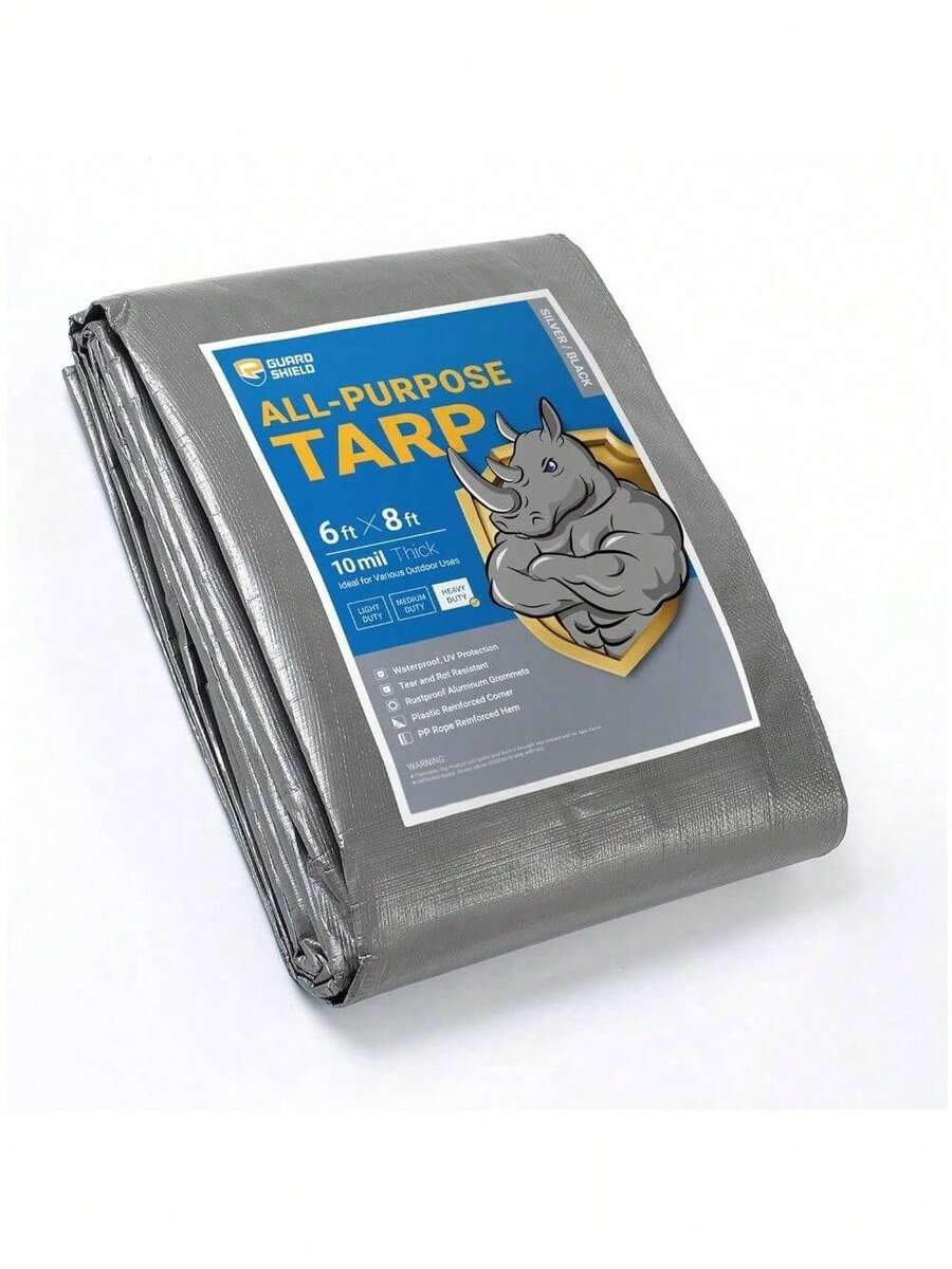 Heavy Duty Tarp 10x20 Feet Silver/Black Multi Purpose Thick Waterproof Poly Tarp Cover 10mil - 銀色/黑色 - 查看 1