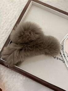 新款超大号毛绒发夹，高端毛绒发夹，适合女士情人节发夹，秋冬季情人节礼物，适合节日装扮配饰，优雅爪夹，节日必备发饰，夏季装扮发夹 - 摩卡棕 - 查看 12