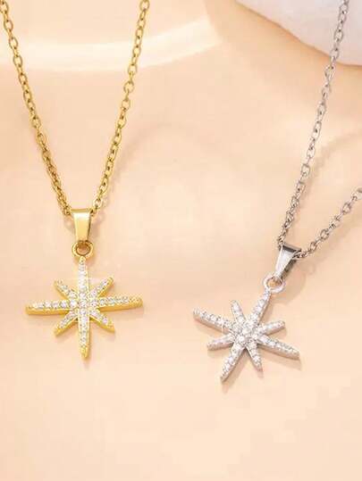 1 pieza Collar con colgante de octágono para mujer, diseño de lujo y alta gama, minimalista y delicado, adecuado para otoño/invierno