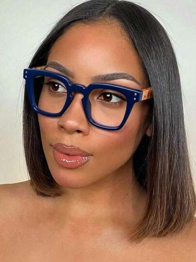 1PC Multi-Color Acrylic Fashion Large Frame Reading Glasses, Unisex, Vintage Oversized Square Frame, For Computer Use.
